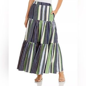 Tory Burch Printed Peasant Maxi Skirt M | Cotton Tiered A-Line | $398 Retail